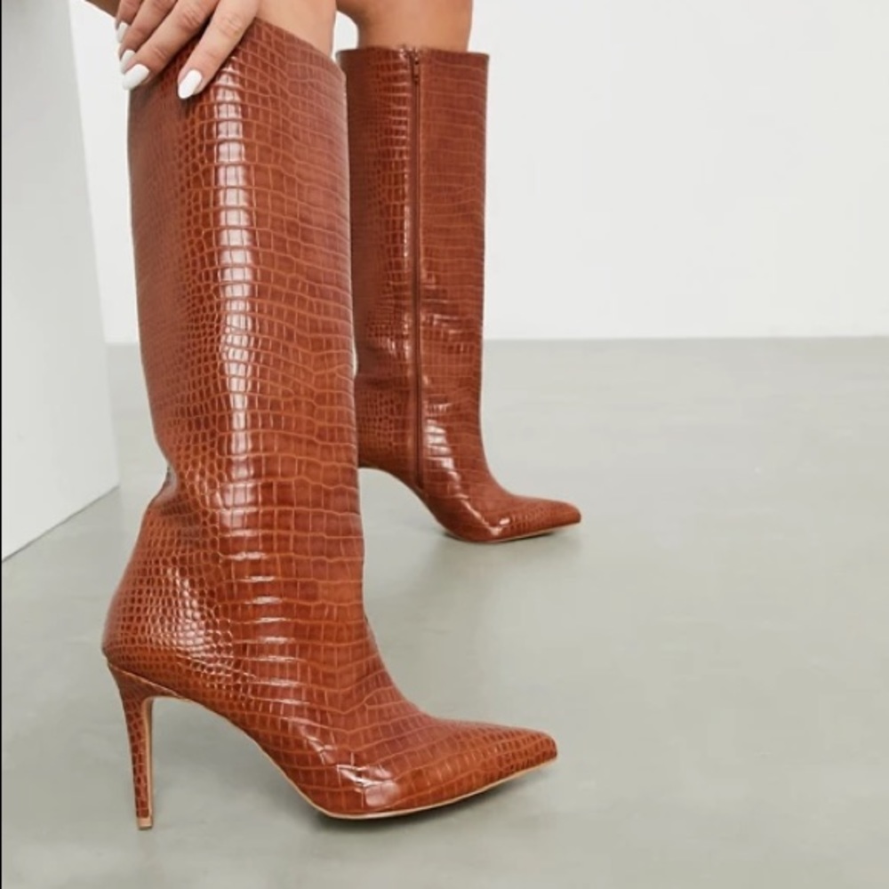 Croc knee high boots